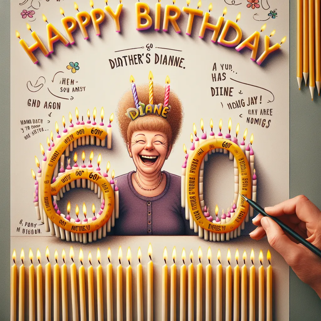 Happy 60th Birthday Diane with Candle Humorous Funny Style