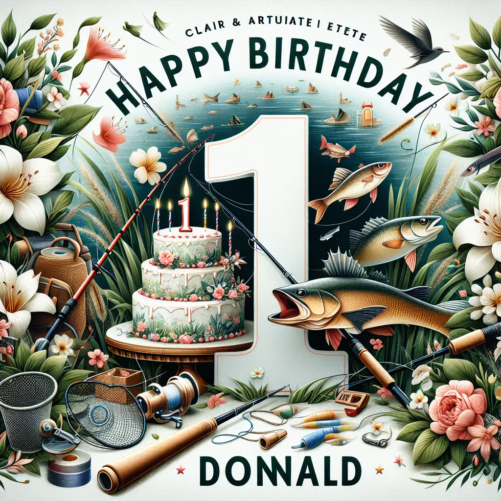 Happy 1st Birthday Donald with Fisherman Nature Floral Style