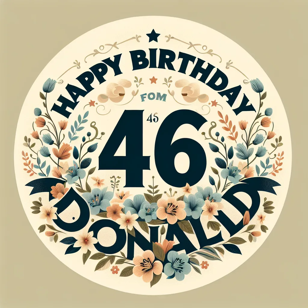 Happy 46th Birthday Donald with Flowers Modern Minimalist Style