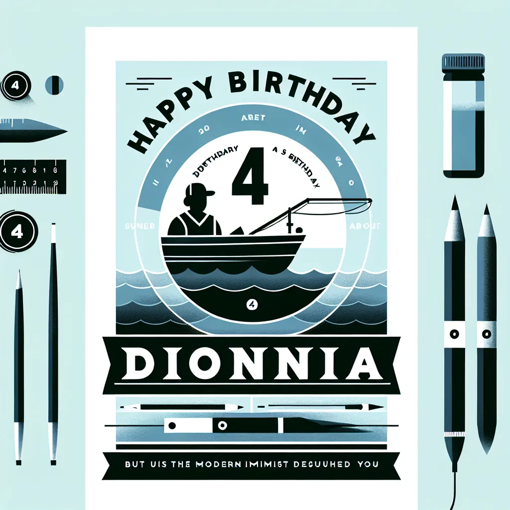 Happy 4th Birthday Donna with Fisherman Modern Minimalist Style