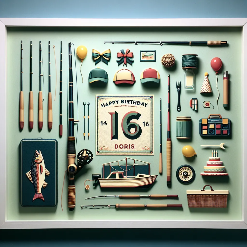 Happy 16th Birthday Doris with Fisherman Modern Minimalist Style
