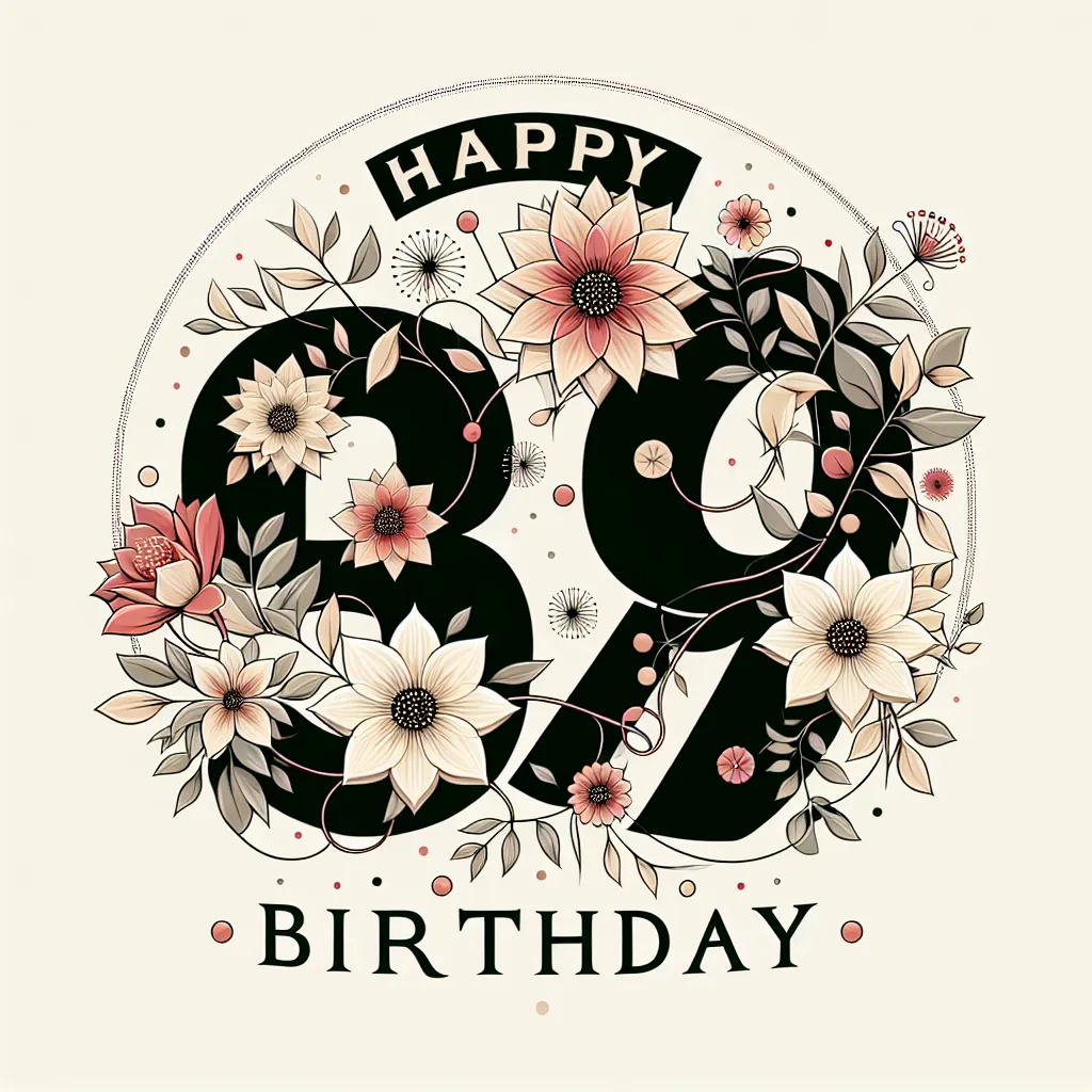 Happy 39th Birthday Doris with Flowers Modern Minimalist Style