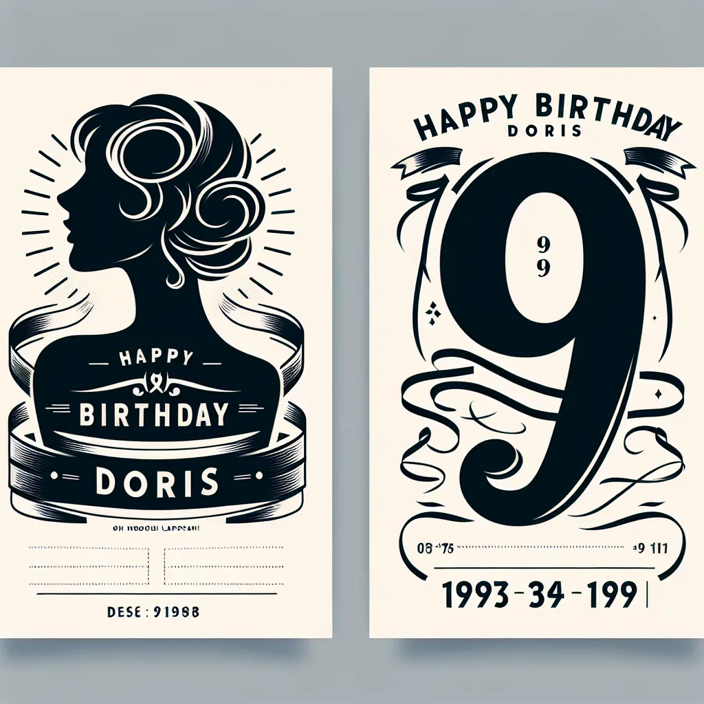 Happy 9th Birthday Doris with Ribbon Modern Minimalist Style
