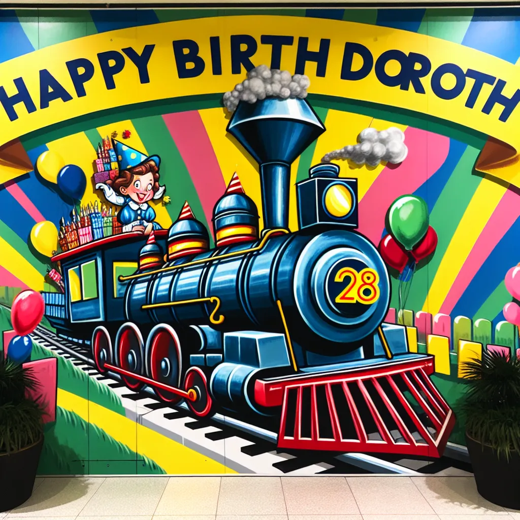 Happy 28th Birthday Dorothy with Train Humorous Funny Style