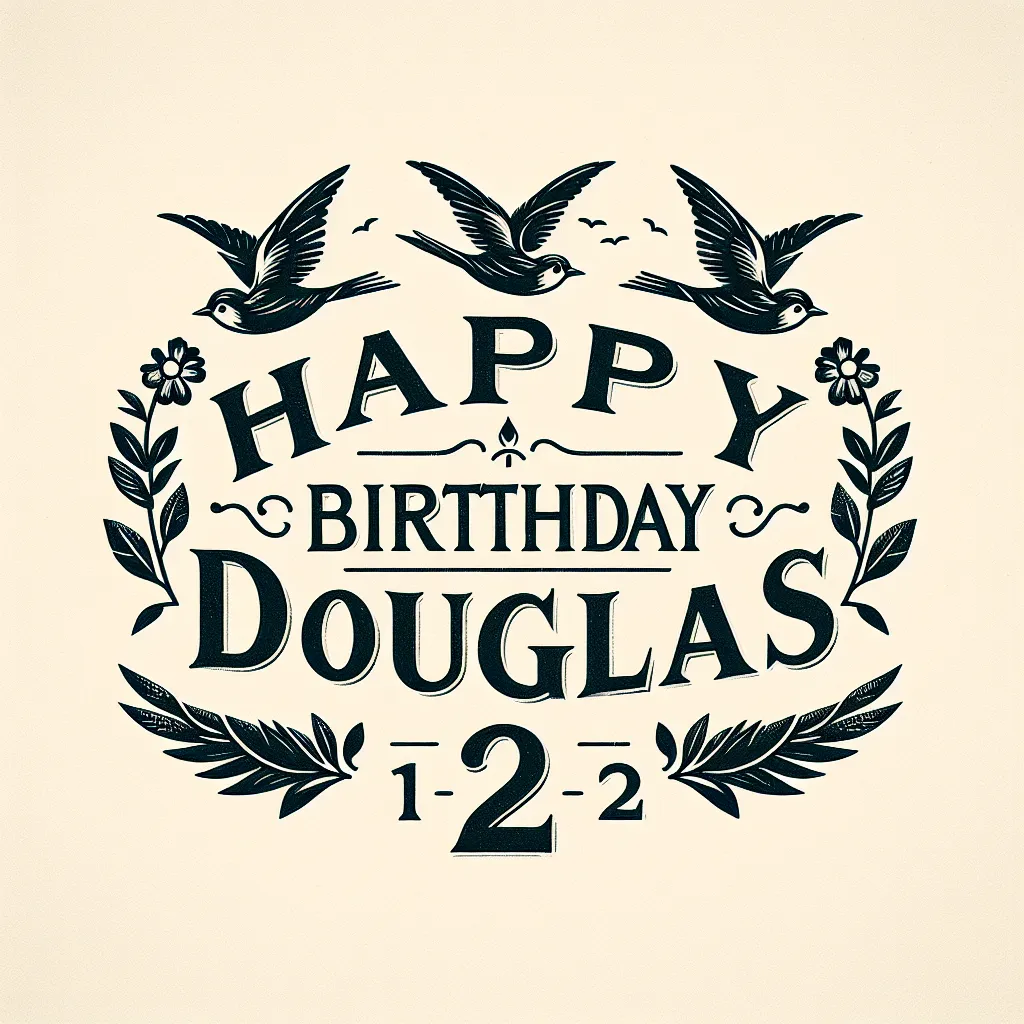 Happy 2nd Birthday Douglas with Birds Elegant Classic Style