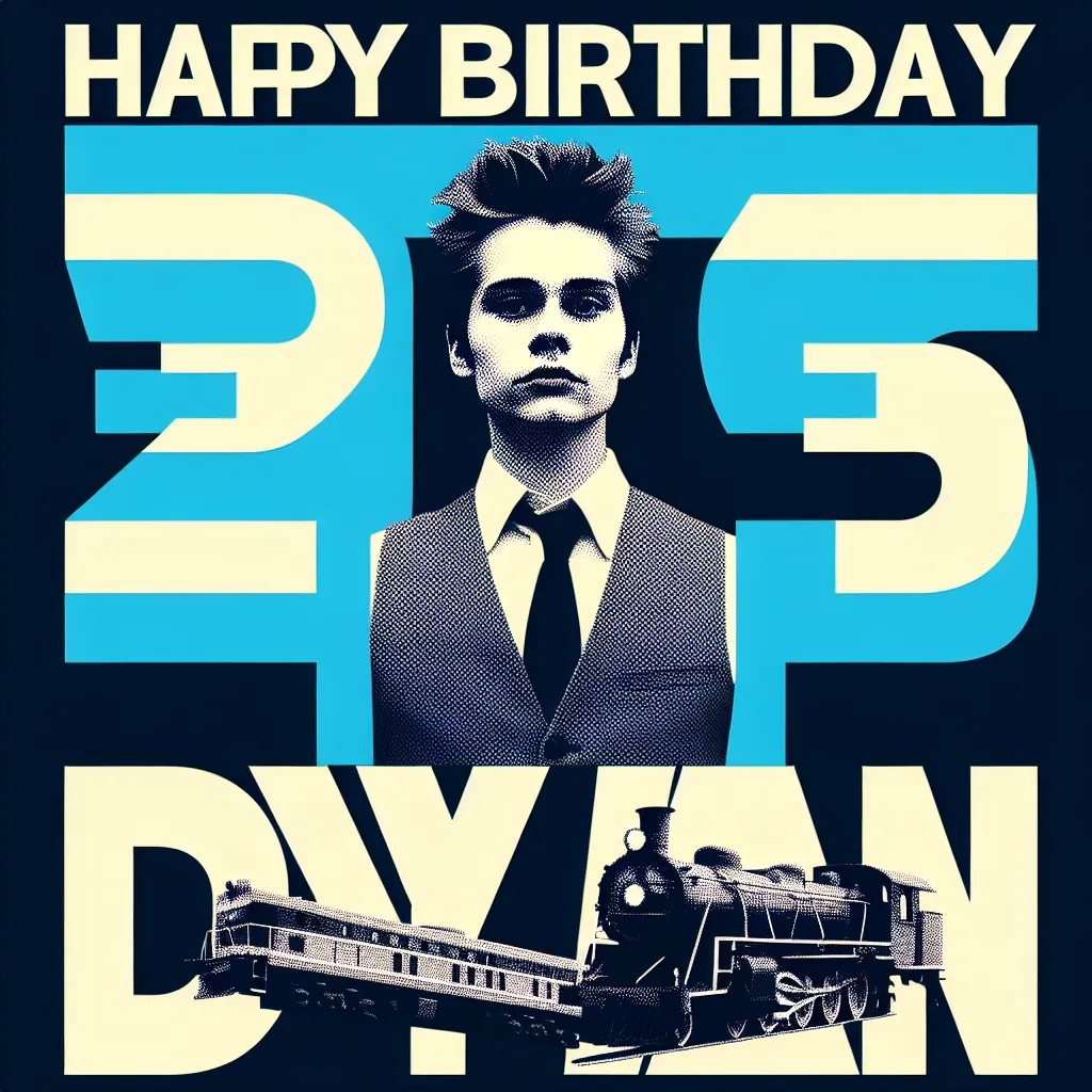 Happy 23rd Birthday Dylan with Train Humorous Funny Style