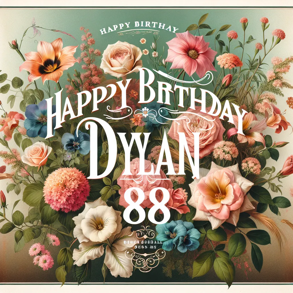 Happy 88th Birthday Dylan with Flowers Vintage Nostalgic Style