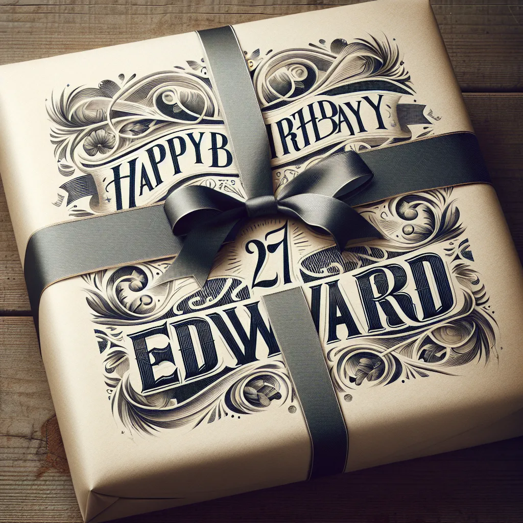 Happy 27th Birthday Edward with Gift Elegant Classic Style