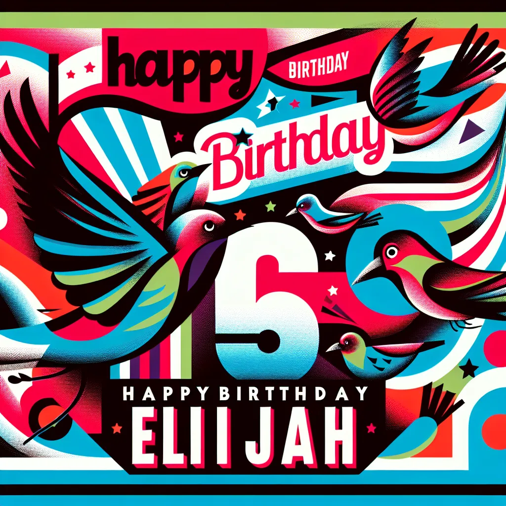 Happy 59th Birthday Elijah with Birds Pop Art Style