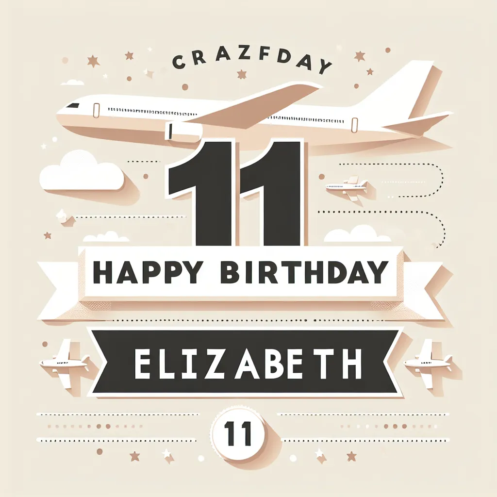 Happy 11th Birthday Elizabeth with Airplanes Modern Minimalist Style