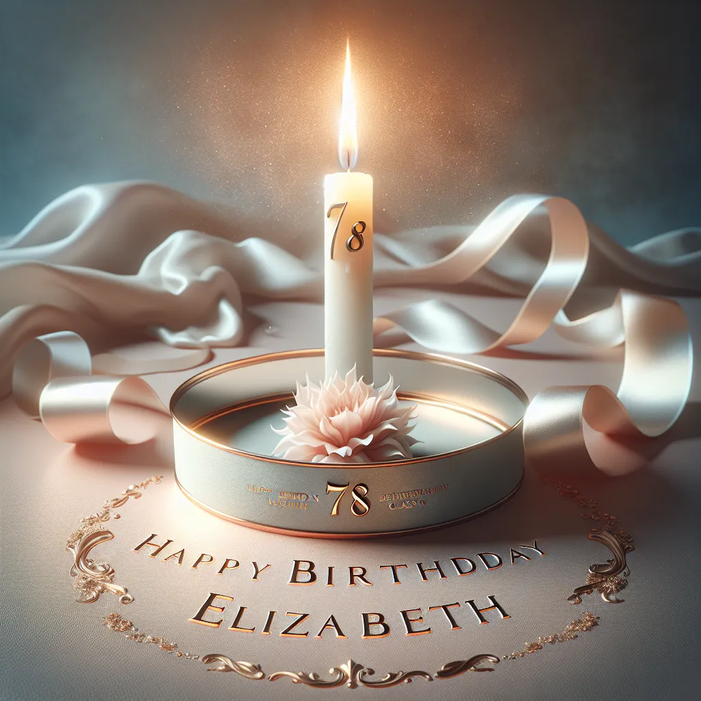 Happy 78th Birthday Elizabeth with Candle Elegant Classic Style