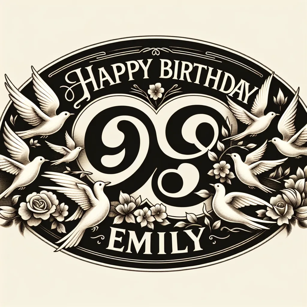 Happy 98th Birthday Emily with Birds Elegant Classic Style