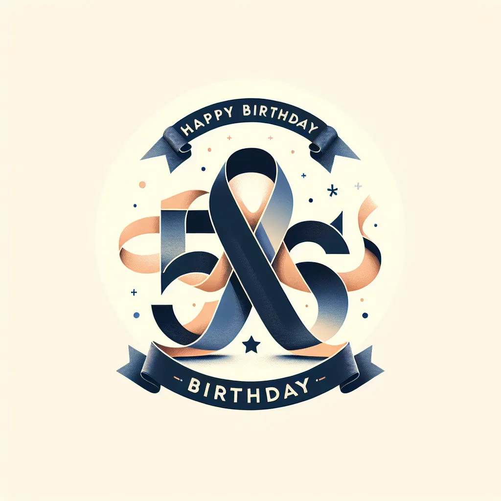 Happy 56th Birthday Emma with Ribbon Abstract Art Style