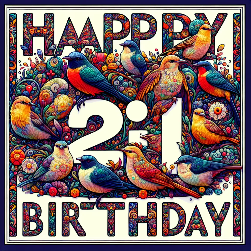 Happy 21st Birthday Eric with Birds Handcrafted DIY Style