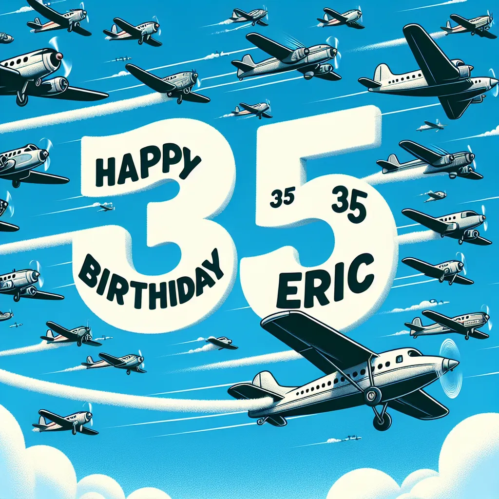 Happy 35th Birthday Eric with Airplanes Humorous Funny Style