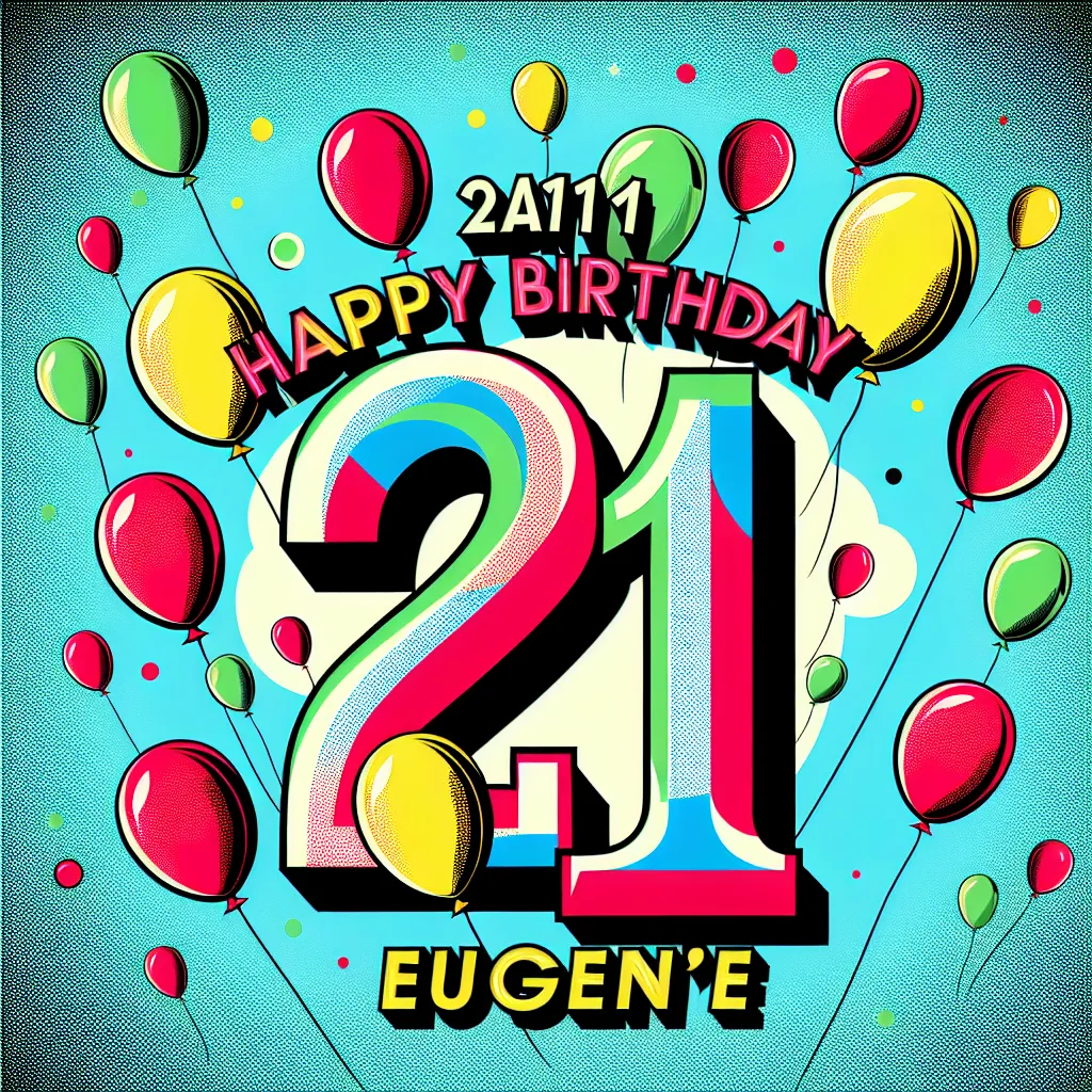 Happy 21st Birthday Eugene with Balloon Pop Art Style