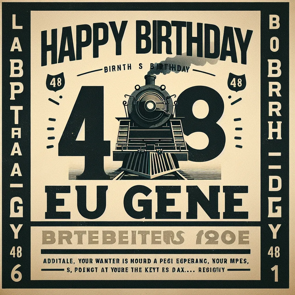 Happy 48th Birthday Eugene with Train Vintage Nostalgic Style