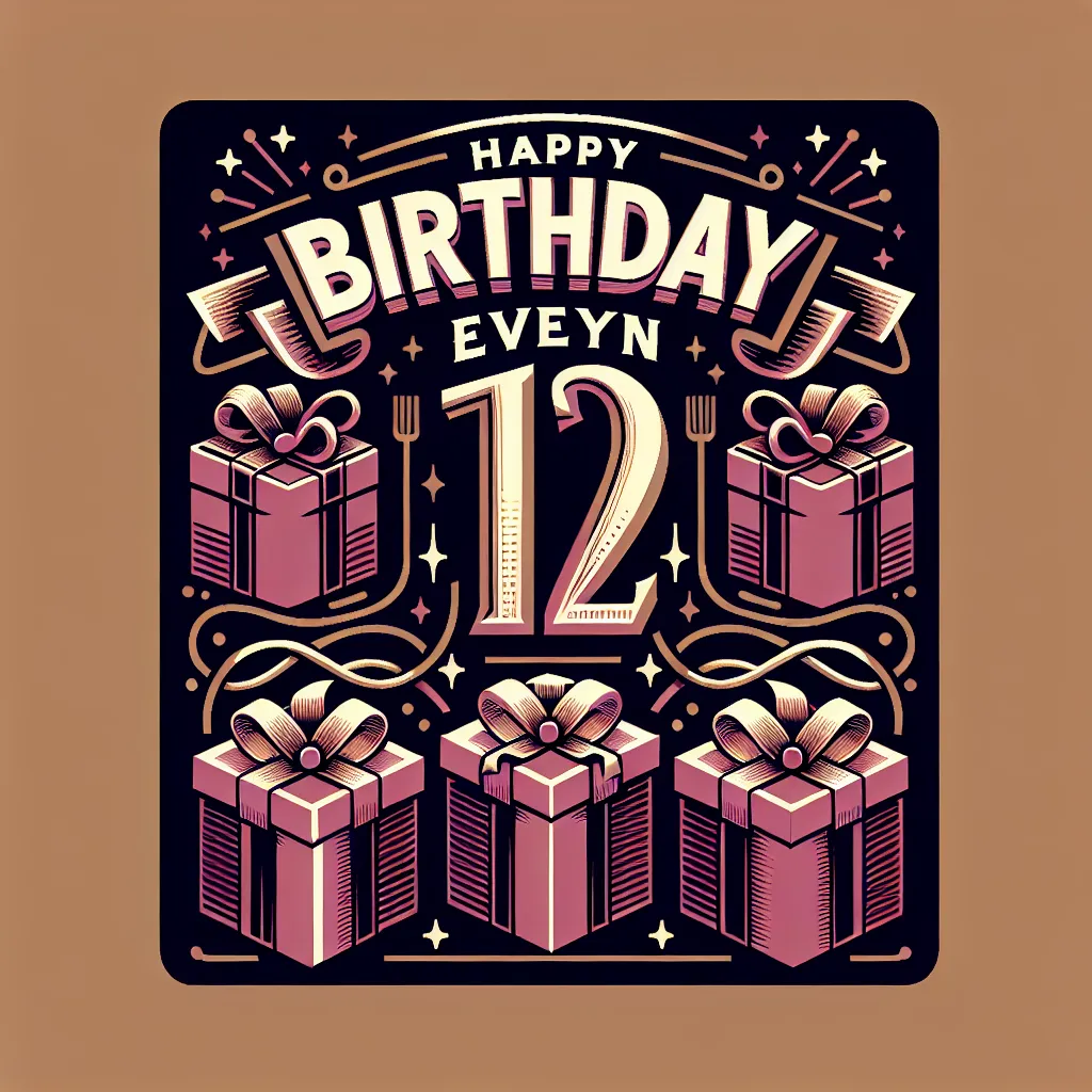 Happy 12th Birthday Evelyn with Gift Elegant Classic Style