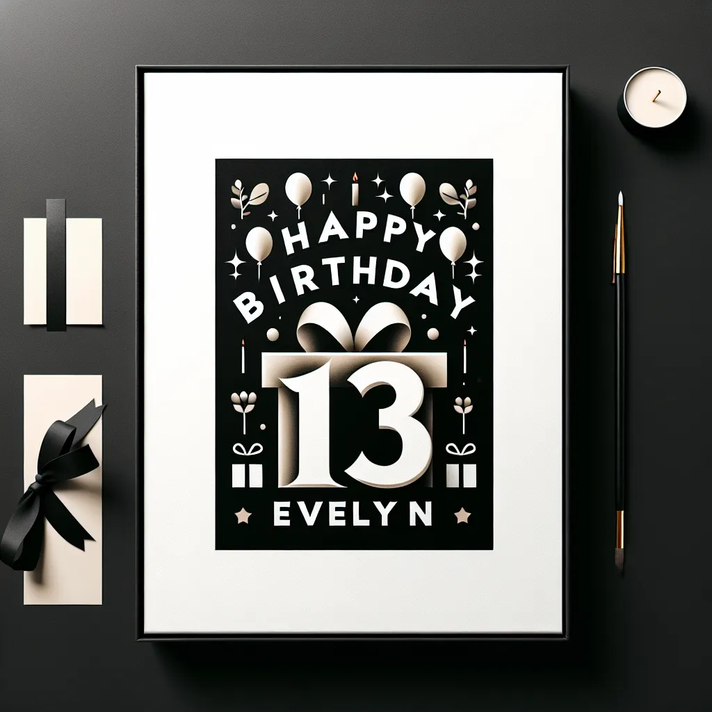 Happy 13th Birthday Evelyn with Gift Modern Minimalist Style