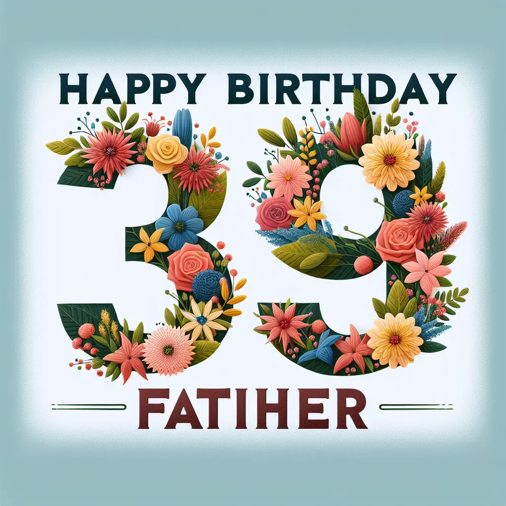 Happy 39th Birthday Father with Flowers Nature Floral Style