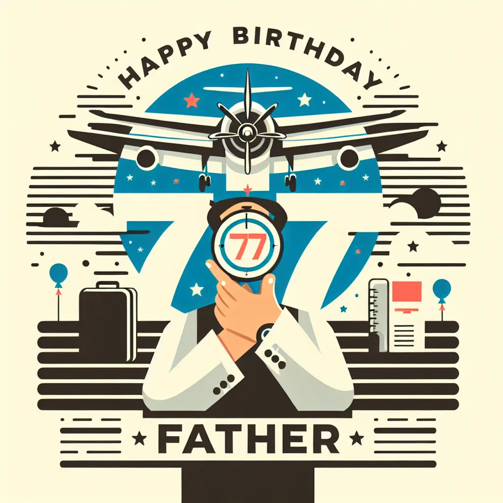 Happy 77th Birthday Father with Airplanes Modern Minimalist Style