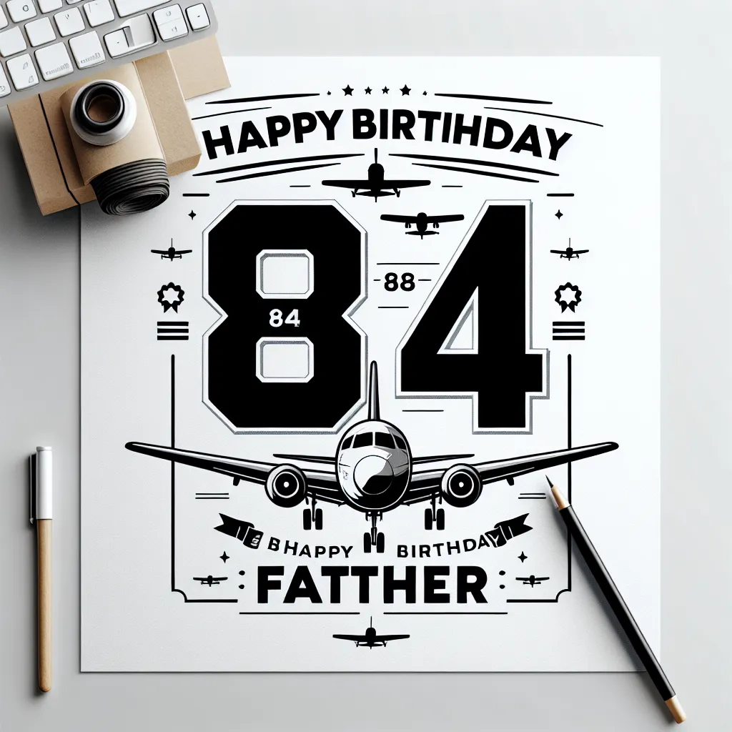 Happy 84th Birthday Father with Airplanes Modern Minimalist Style