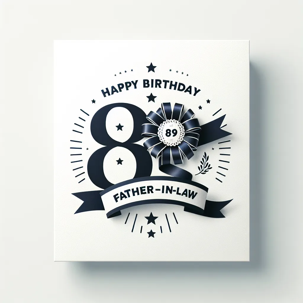Happy 89th Birthday Father-In-Law with Ribbon Modern Minimalist Style