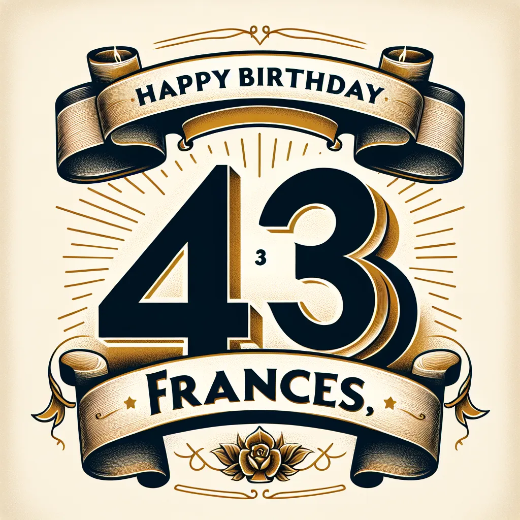 Happy 43rd Birthday Frances with Ribbon Elegant Classic Style