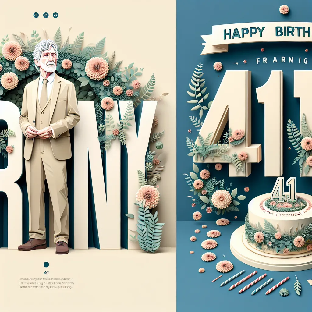 Happy 41st Birthday Frank with Cake Nature Floral Style