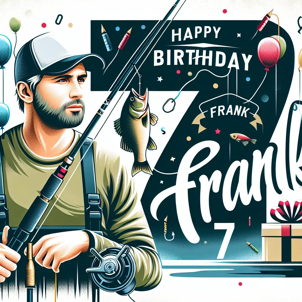 Happy 7th Birthday Frank with Fisherman Abstract Art Style