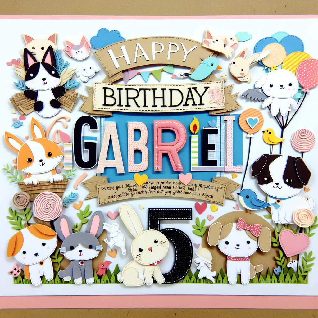 Happy 15th Birthday Gabriel with Cute Animals Handcrafted DIY Style