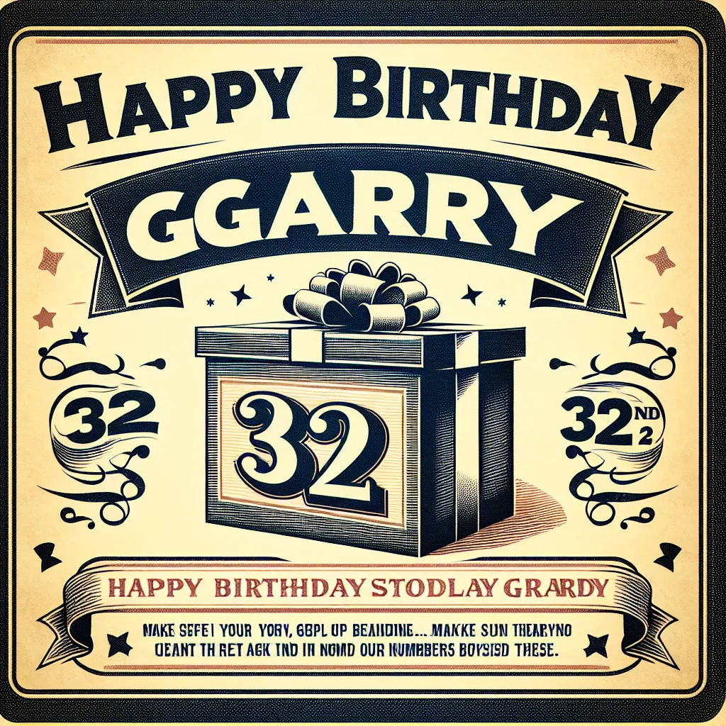 Happy 32nd Birthday Gary with Gift Vintage Nostalgic Style