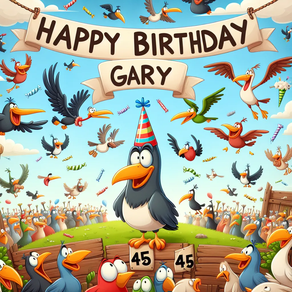 Happy 45th Birthday Gary with Birds Humorous Funny Style