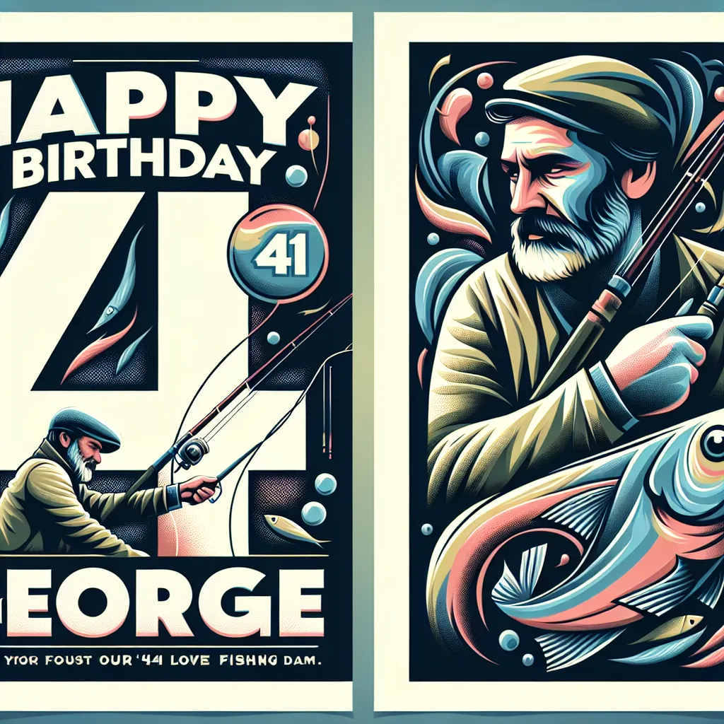 Happy 41st Birthday George with Fisherman Abstract Art Style
