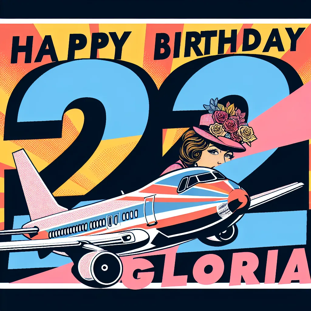 Happy 22nd Birthday Gloria with Airplanes Pop Art Style