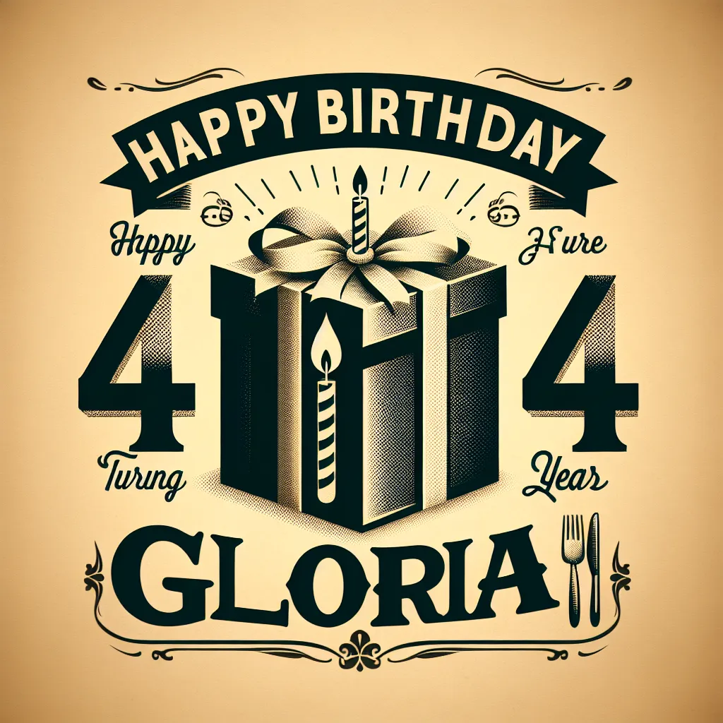 Happy 44th Birthday Gloria with Gift Vintage Nostalgic Style