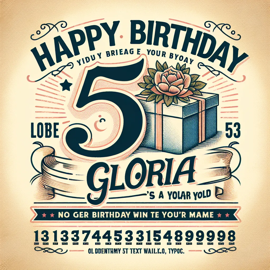 Happy 53rd Birthday Gloria with Gift Vintage Nostalgic Style
