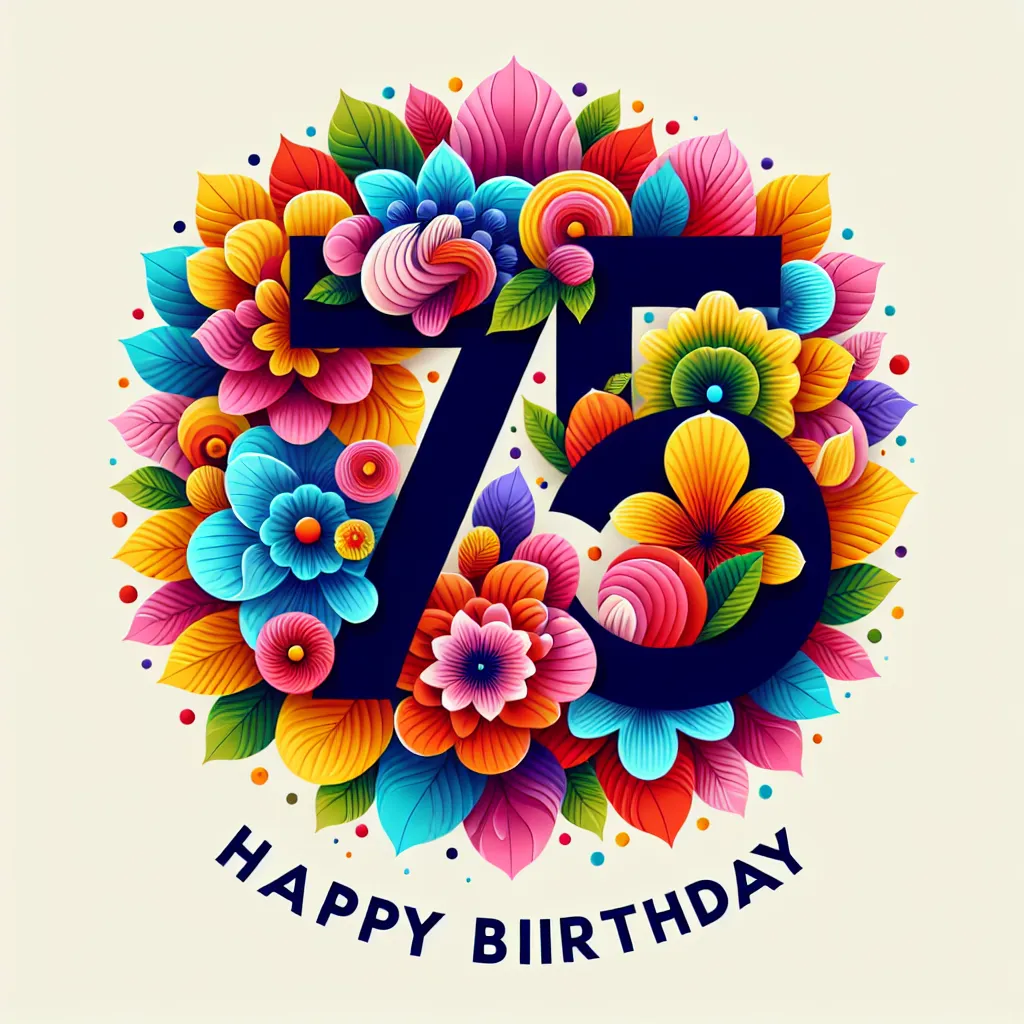 Happy 75th Birthday Godfather with Flowers Abstract Art Style