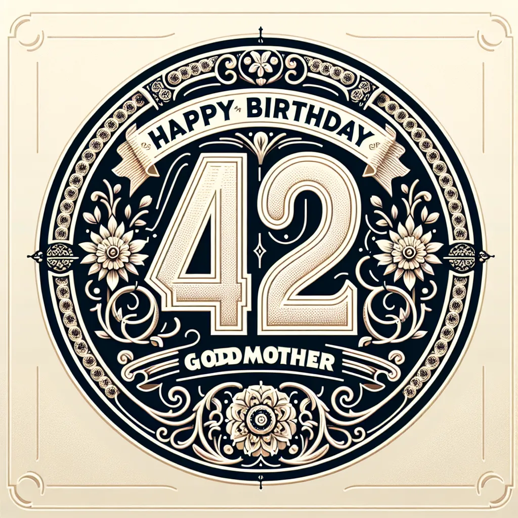 Happy 42nd Birthday Godmother with Cake Elegant Classic Style