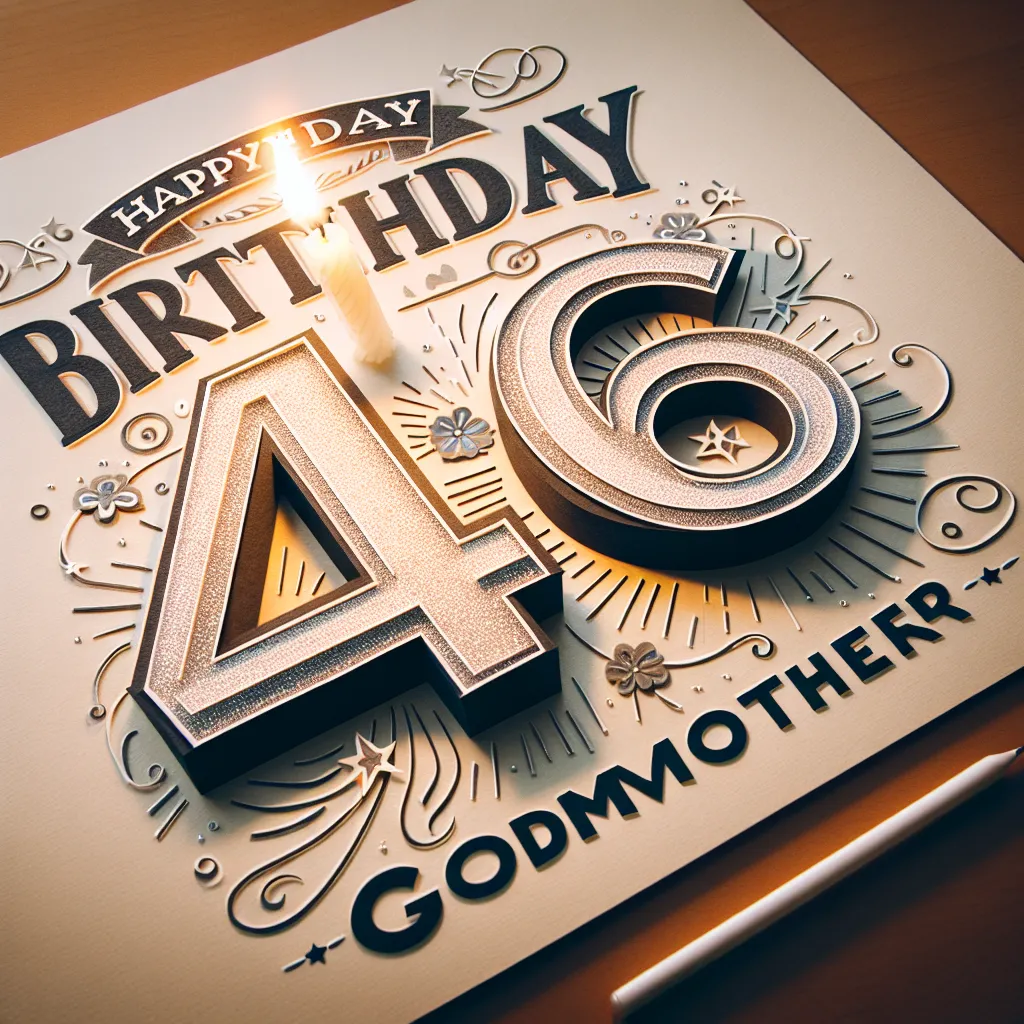 Happy 46th Birthday Godmother with Candle Handcrafted DIY Style