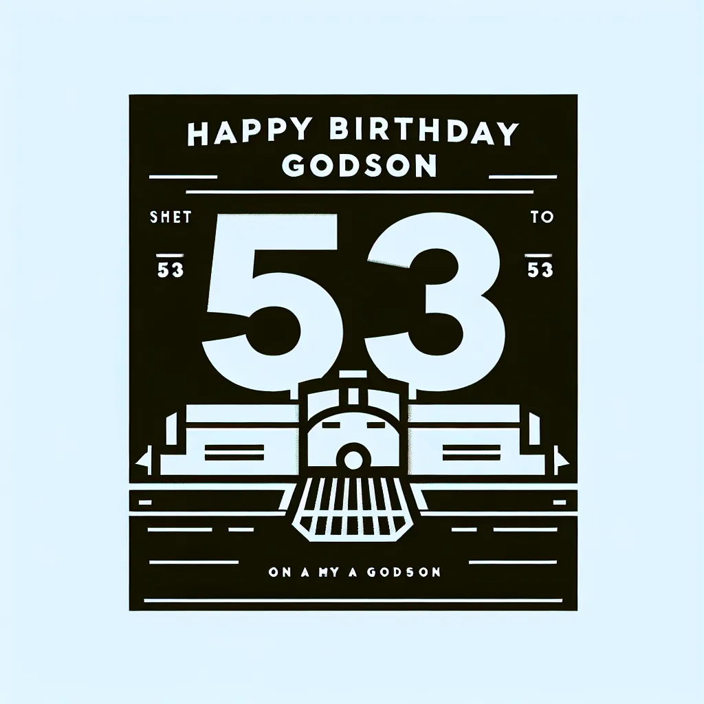 Happy 53rd Birthday Godson with Train Modern Minimalist Style