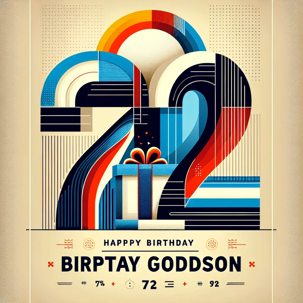 Happy 72nd Birthday Godson with Gift Abstract Art Style