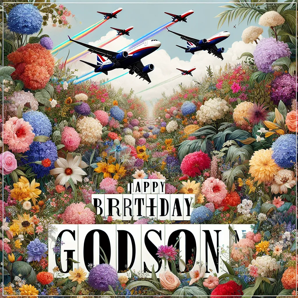 Happy 97th Birthday Godson with Airplanes Nature Floral Style