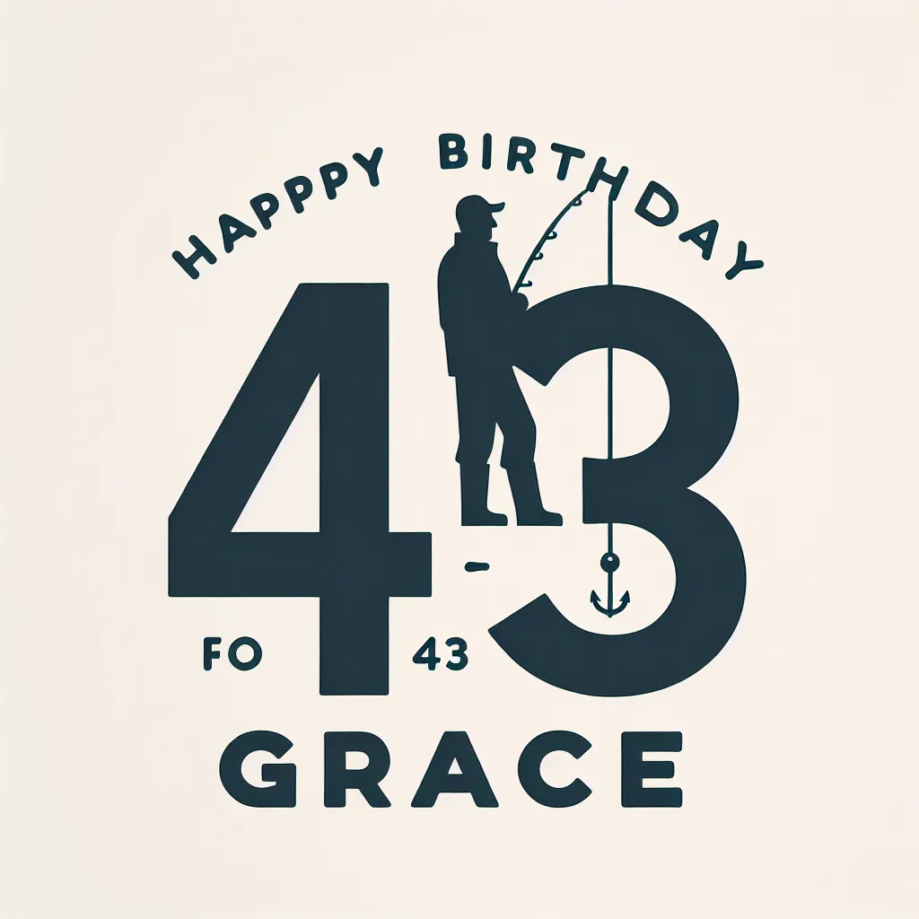 Happy 43rd Birthday Grace with Fisherman Modern Minimalist Style