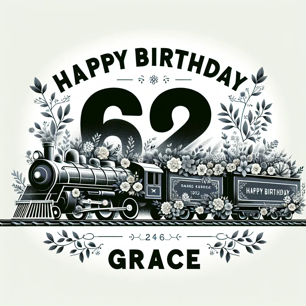 Happy 62nd Birthday Grace with Train Nature Floral Style