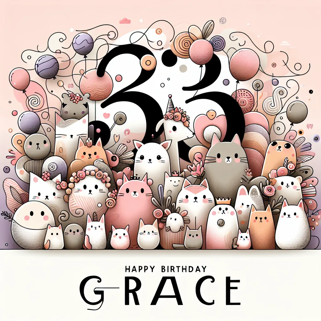 Happy 63rd Birthday Grace with Cute Animals Abstract Art Style