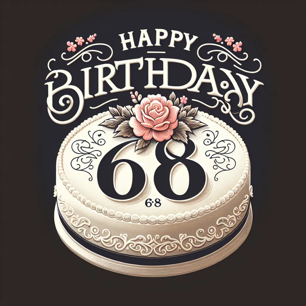 Happy 68th Birthday Grace with Cake Elegant Classic Style