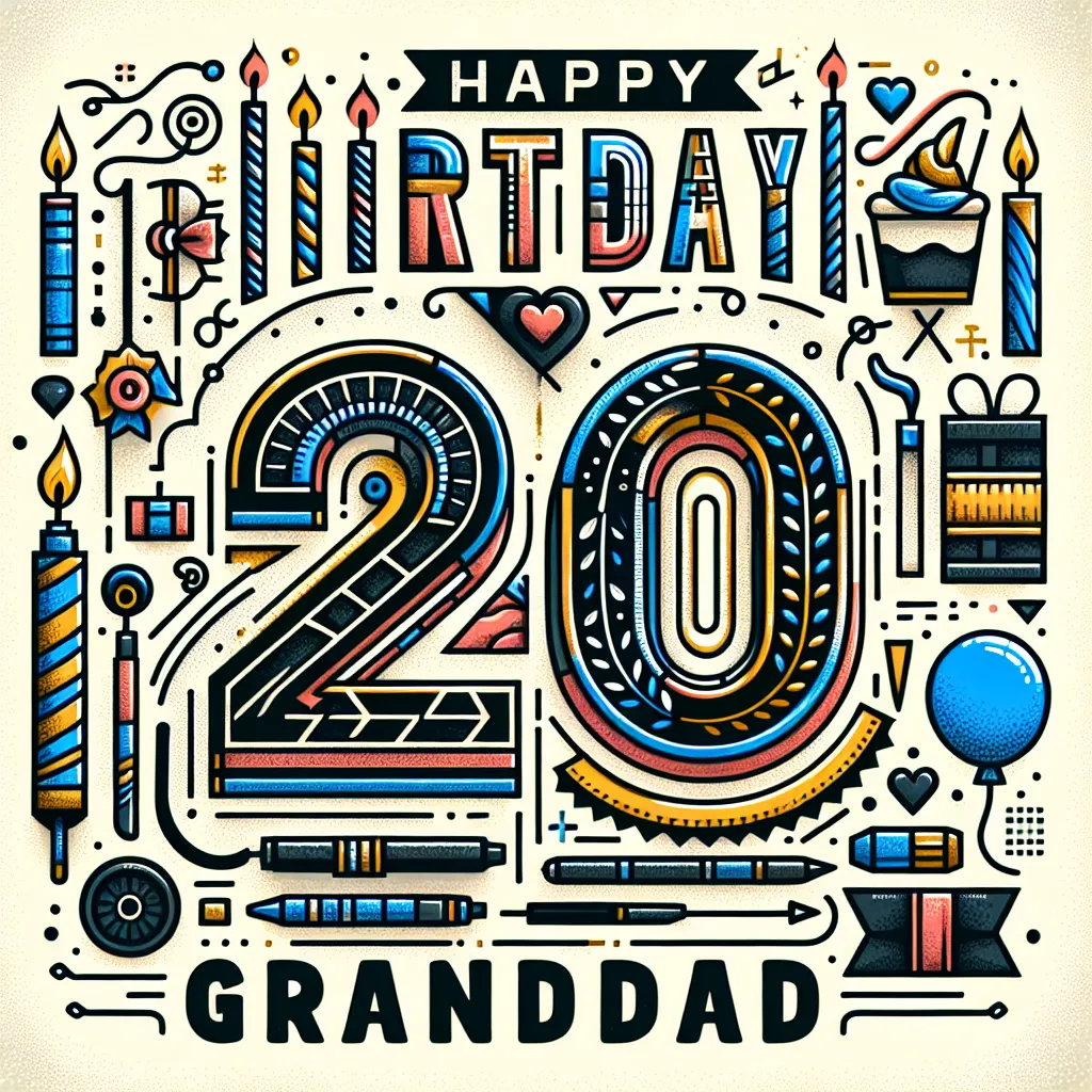 Happy 20th Birthday Granddad with Candle Handcrafted DIY Style