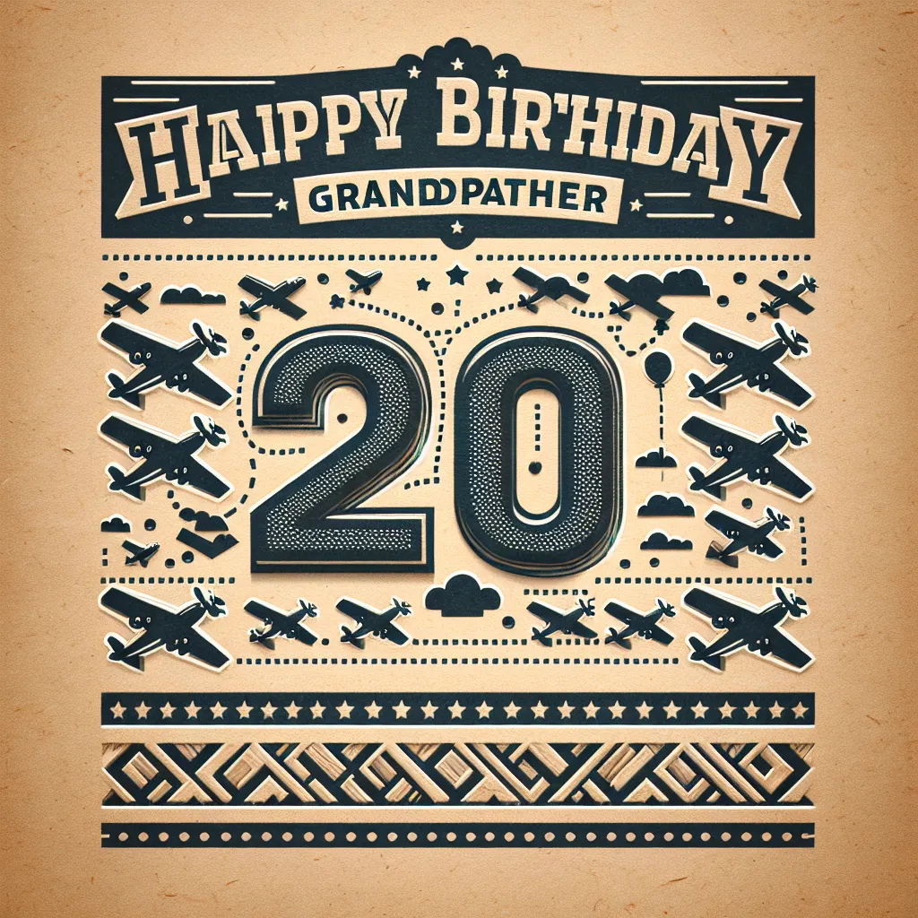 Happy 20th Birthday Grandfather with Airplanes Handcrafted DIY Style