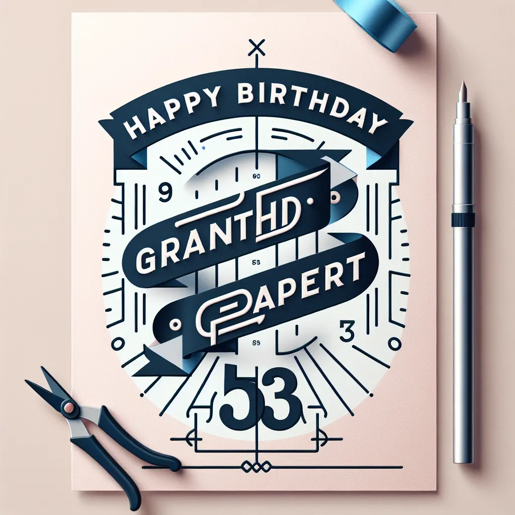 Happy 53rd Birthday Grandfather with Ribbon Modern Minimalist Style